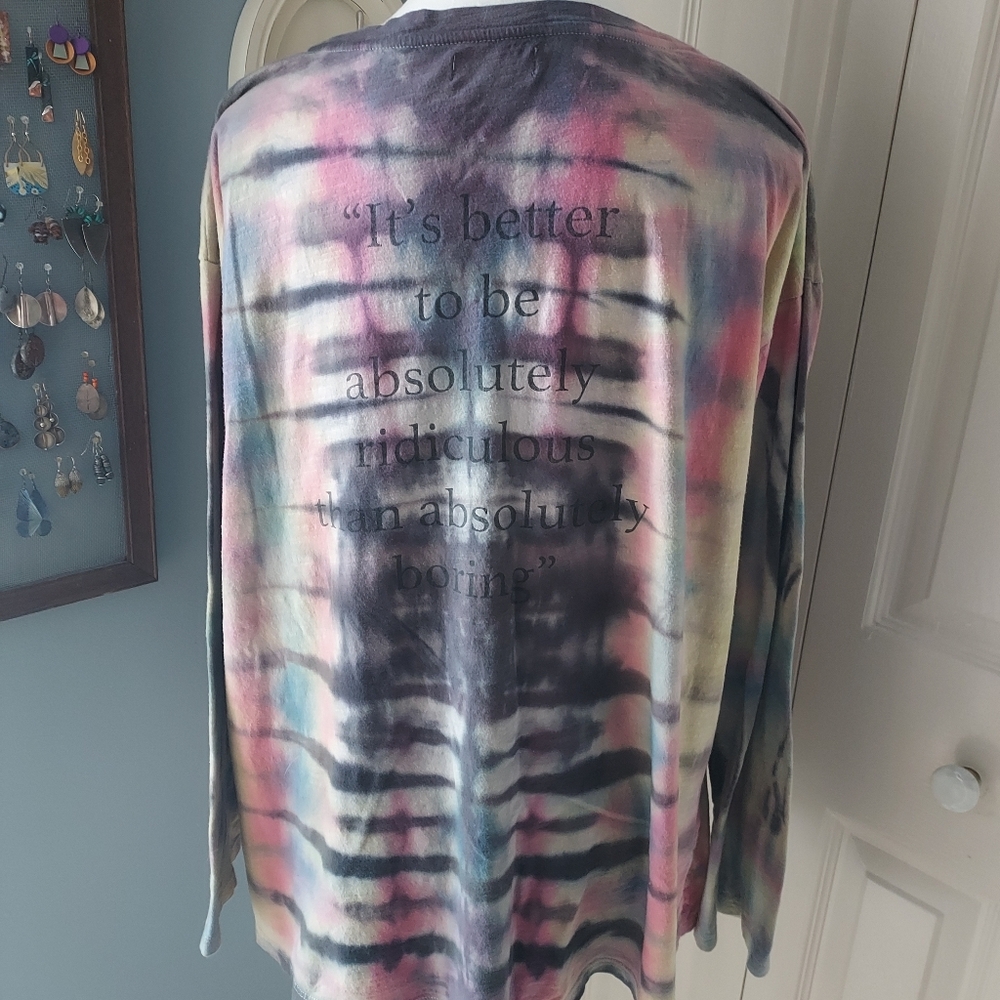 Neiman Marcus Tie-Dye Long Sleeve Top With Marilyn Monroe Quote